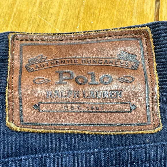 Polo Ralph Lauren Corduroy Straight Leg Pants 33x32 Color Navy Zipper Fly - Picture 1 of 16